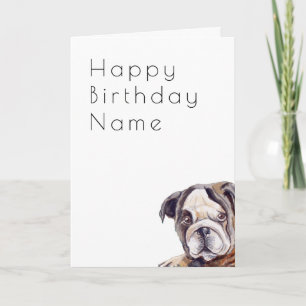 Cute Bulldog Art Deco Birthday Kort