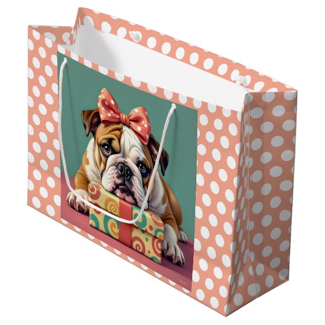 Cute Bulldog Birthday Polka Dot (Framsidan Vinklad)