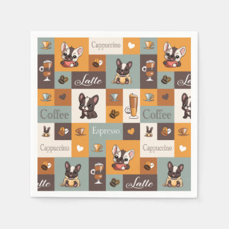Cute Bulldog Coffee Kärlek Pappersservett