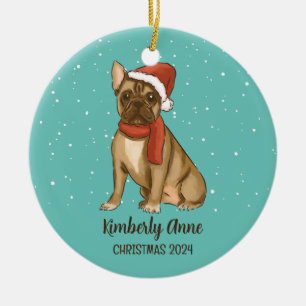 Cute Bulldog Jul Hund Snowy Winter Helgdag Julgransprydnad Keramik
