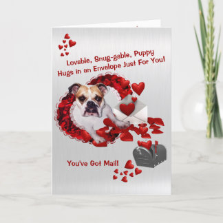 Cute Bulldog Maddie Valentine - du har Har Mail! Helgkort