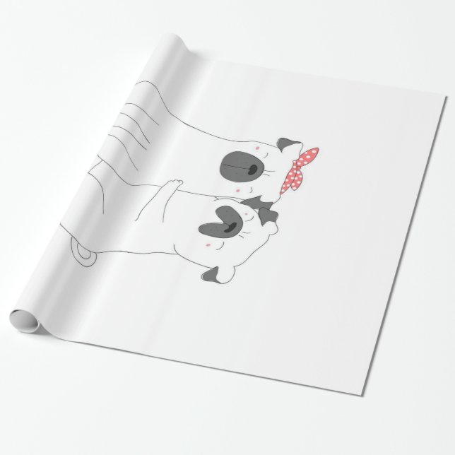 Cute Bulldog | Matchning av Hund älskare Gift Presentpapper (Utrullad)