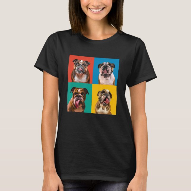 Cute Bulldog Porträtt Foton 4 Bulldog i A T Shirt (Framsida)