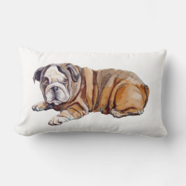 Cute Bulldog Puppy White Lumbarkudde