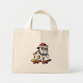 Cute Bulldog Skater and Cat Astronaut Two-Sided To Mini Tygkasse