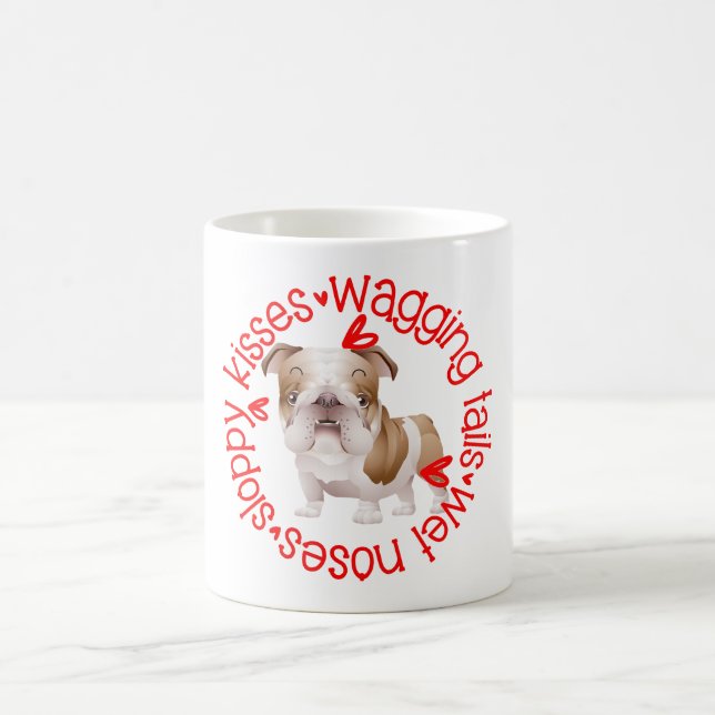 Cute Bulldog, Sloppy Kisses Kaffemugg (Center)