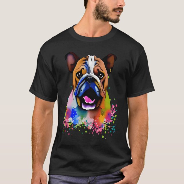 Cute Bulldog Watercolour for bulldog lovers, Men W T Shirt (Framsida)