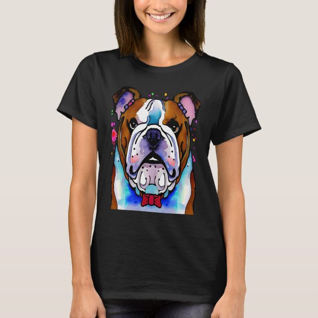 Cute Bulldog Watercolour for bulldog lovers, Men W T Shirt (Framsida)