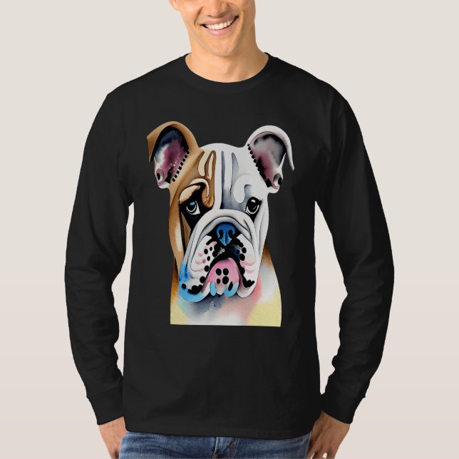 Cute Bulldog Watercolour for bulldog lovers, Men W T Shirt (Framsida)
