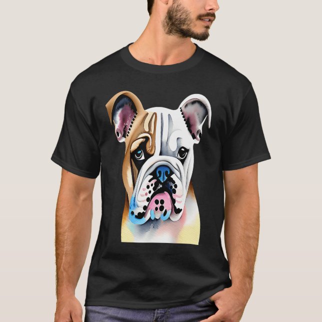 Cute Bulldog Watercolour for bulldog lovers, Men W T Shirt (Framsida)