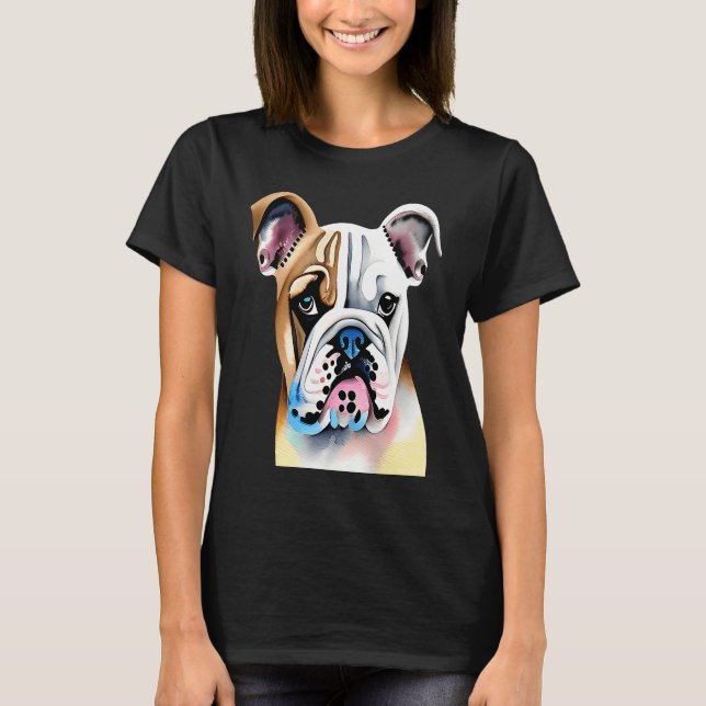 Cute Bulldog Watercolour for bulldog lovers, Men W T Shirt (Framsida)