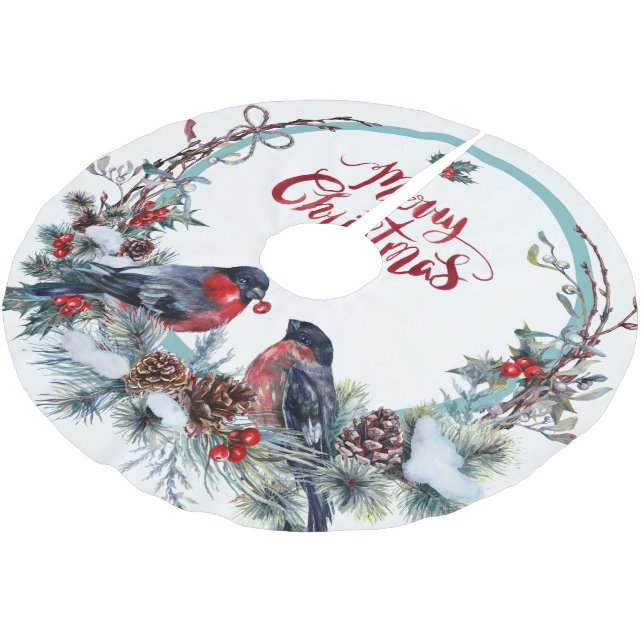 Cute Bullfinches Wandeand-God jul Julgransmatta Borstad Polyester (Vinklad)
