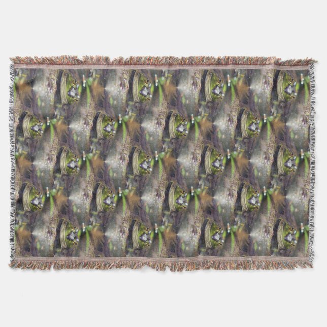 Cute Bullfrog Natur Art Mönster Filt (Framsidan)