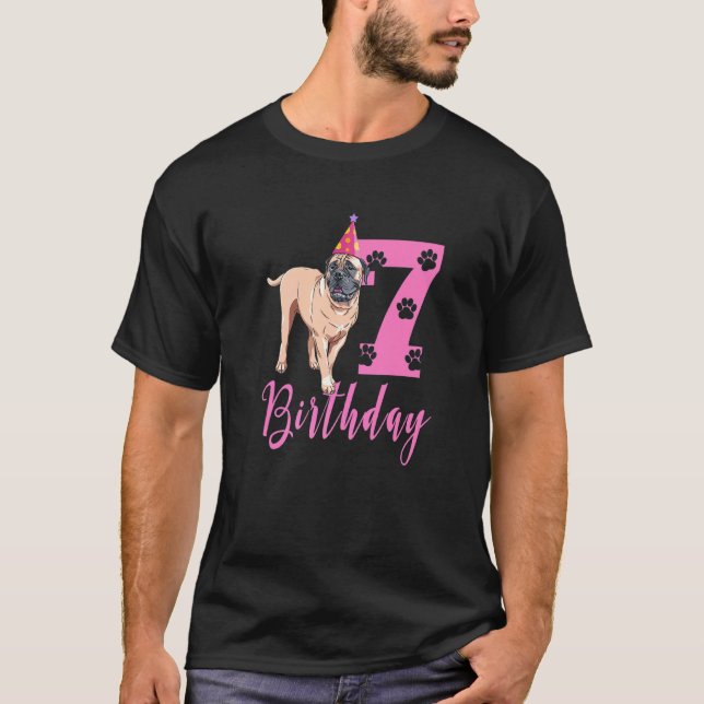 Cute Bullmastiff Hund 1:e födelsedagen T Shirt (Framsida)