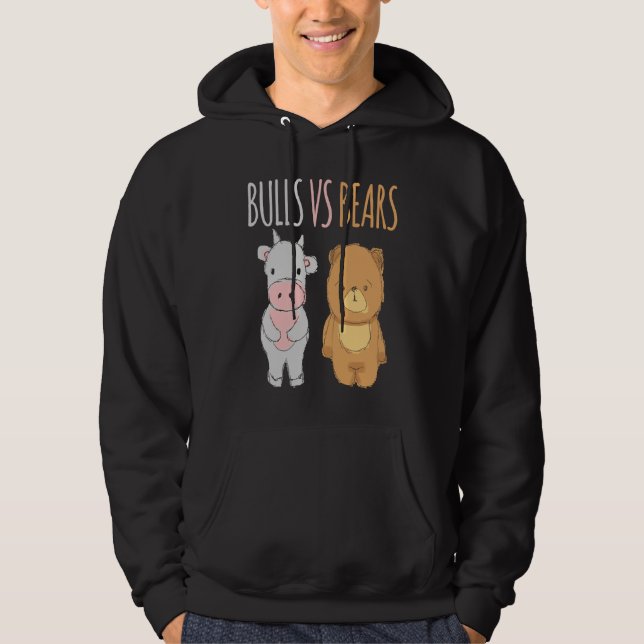 Cute Bulls vs Bears  Forex Crypto Stock Traders Hoodie (Framsida)