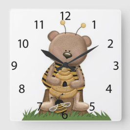 "Cute Bumblebee" ACRYLIC WALL CLOCK Fyrkantig Klocka