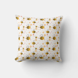 Cute Bumblebee and Flowers Kudde