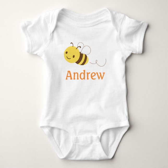 Cute Bumblebee Anpassningsbar Personlig Baby Namn T-shirt (Framsida)