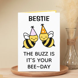 Cute Bumblebee Bee Best Friend Grattis på födelsed Tack Kort