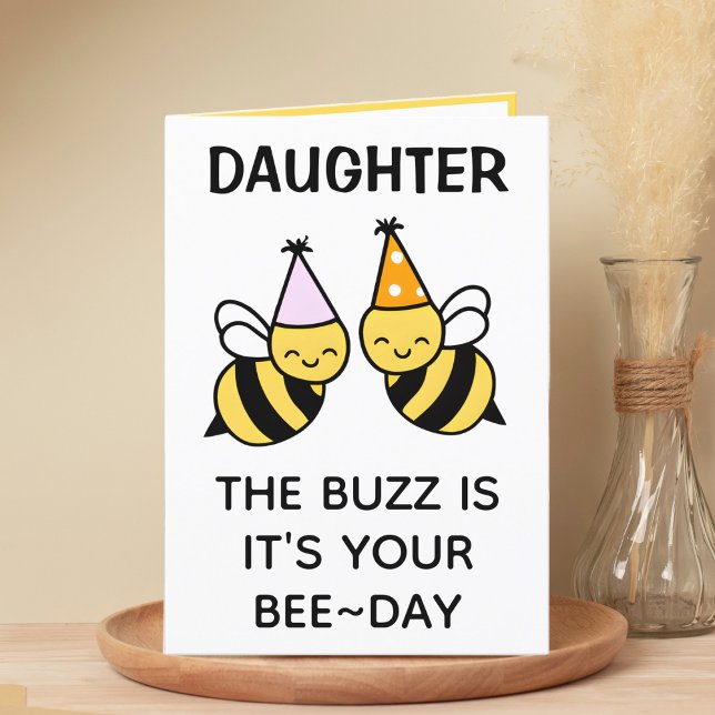 Cute Bumblebee Bee Dotter Grattis på födelsedagen Tack Kort (cute bee bumblebee birthday card for daughter)
