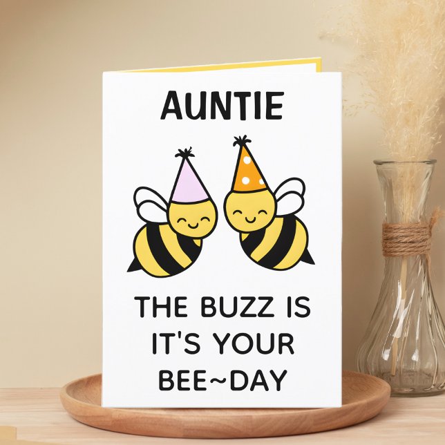 Cute Bumblebee Bee Family Moster Grattis på födels Tack Kort (cute bee bumblebee birthday card for aunt)