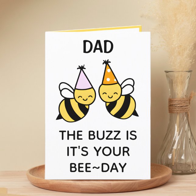 Cute Bumblebee Bee Pappa Far Grattis på födelsedag Tack Kort (cute bee bumblebee birthday card for dad)