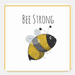 Cute Bumblebee Gult och Black Bee Strong Fyrkantigt Klistermärke