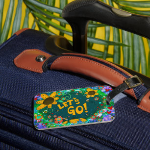 Cute Bumblebee Let's Go Söt Inspiritivity Blommigt Bagagebricka