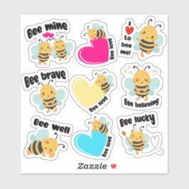Cute Bumblebee Lycklig Positiv bekräftelse lakan 9 Klistermärken
