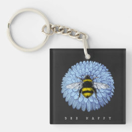Cute Bumblebee på Blue Flower Nature Black