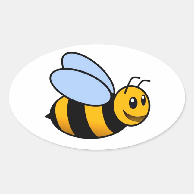 Cute Bumblebee Sticker Ovalt Klistermärke (Framsida)