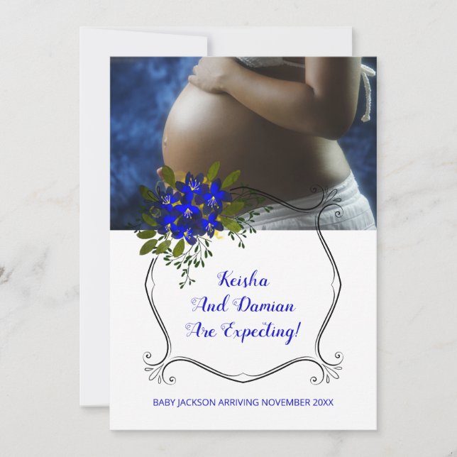 Cute Bump och Lila Flower WANAN Gravid Baby Meddelande (Framsida)