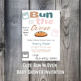 Cute Bun in Oven Baby Q Shower Inbjudningar