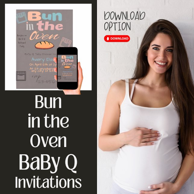 Cute Bun in Oven Baby Q Shower Inbjudningar (Skapare uppladdad)