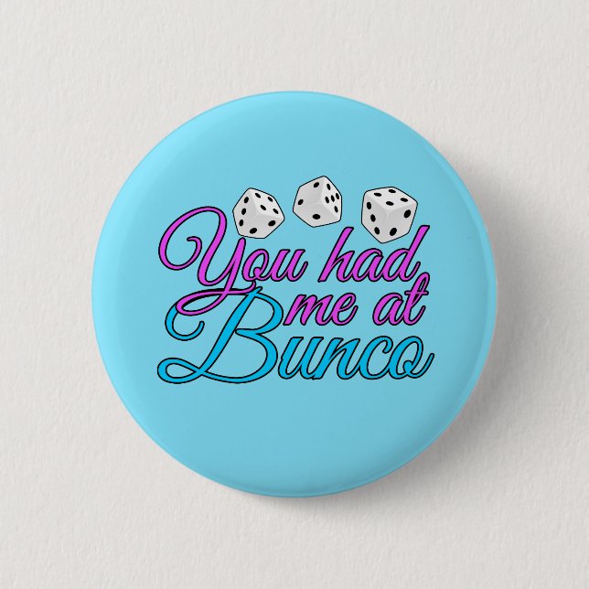 Cute Bunco Game Night Rosa Blue Dice Knapp (Framsida)