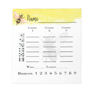Cute Bunco Score Lakan Bee Anteckningsblock