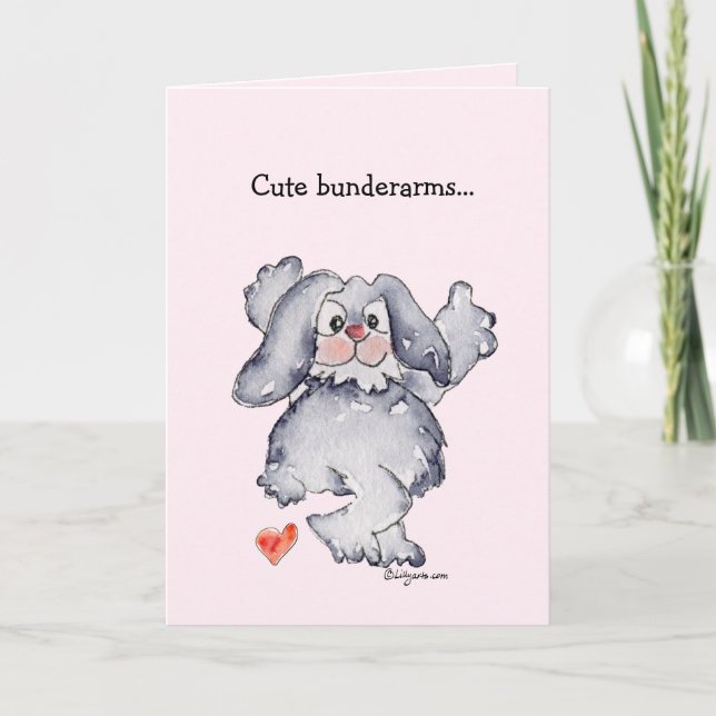 Cute Bunderarms Tecknad Rabbit Kärlek Helgkort (Framsida)