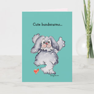 Cute Bunderarms Tecknad Rabbit Kärlek Helgkort