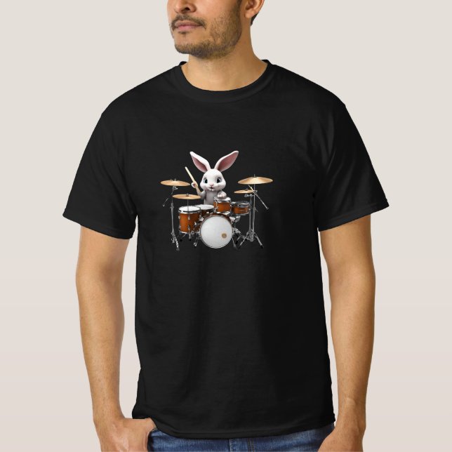 Cute Bunner Drummer T Shirt (Framsida)