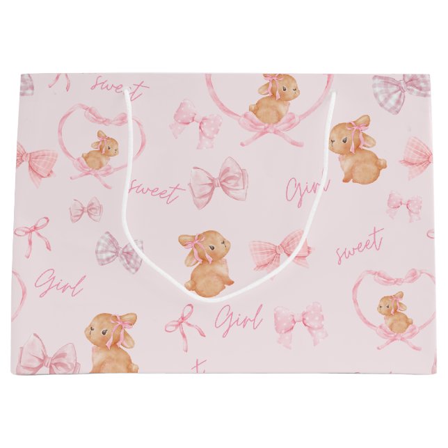Cute Bunnies & Bows rosa Gift Bag (Framsidan)