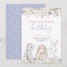 Cute Bunnies födelsedagsinbjudan Inbjudningar