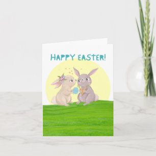 Cute Bunnies Glad påsk Card Inbjudan