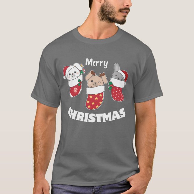 Cute Bunnies i julklapp för jul T Shirt (Framsida)