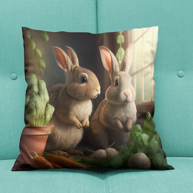 Cute bunnies inomhus dekorativ kudde (Skapare uppladdad)