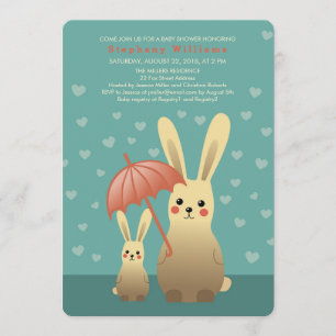 Cute Bunnies-Mamman med babyvisning Inbjudningar