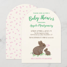 Cute Bunnies med Hearts Baby Shower Inbjudningar