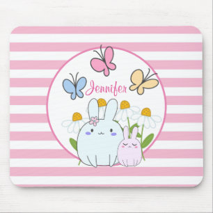 Cute Bunnies med Vår Daisy och fjärilar Musmatta
