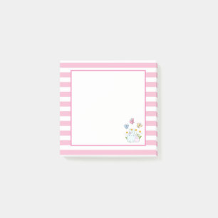 Cute Bunnies med Vår Daisy och fjärilar Post-it Block