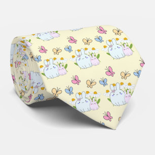 Cute Bunnies med Vår Daisy och fjärilar Slips