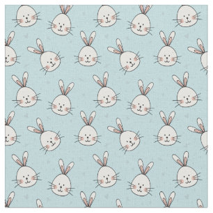 Cute Bunnies Mönster på Baby blue Tyg